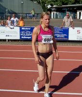 Verena Sailer nach ihrem pfeilschnellen Lauf zur neuen Bestleistung