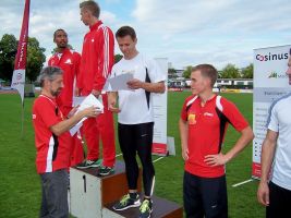 Siegerehrung beim Weitsprung der Männer